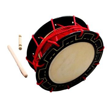 エイサー用締め太鼓 赤牛皮 直径25cm×高さ11cm バチ1本・くさび1個付き