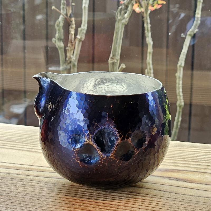 徳利 片口 銅 藍古色 内錫 鎚起工房 清雅堂 酒器 鍛金 打ち出し 日本酒