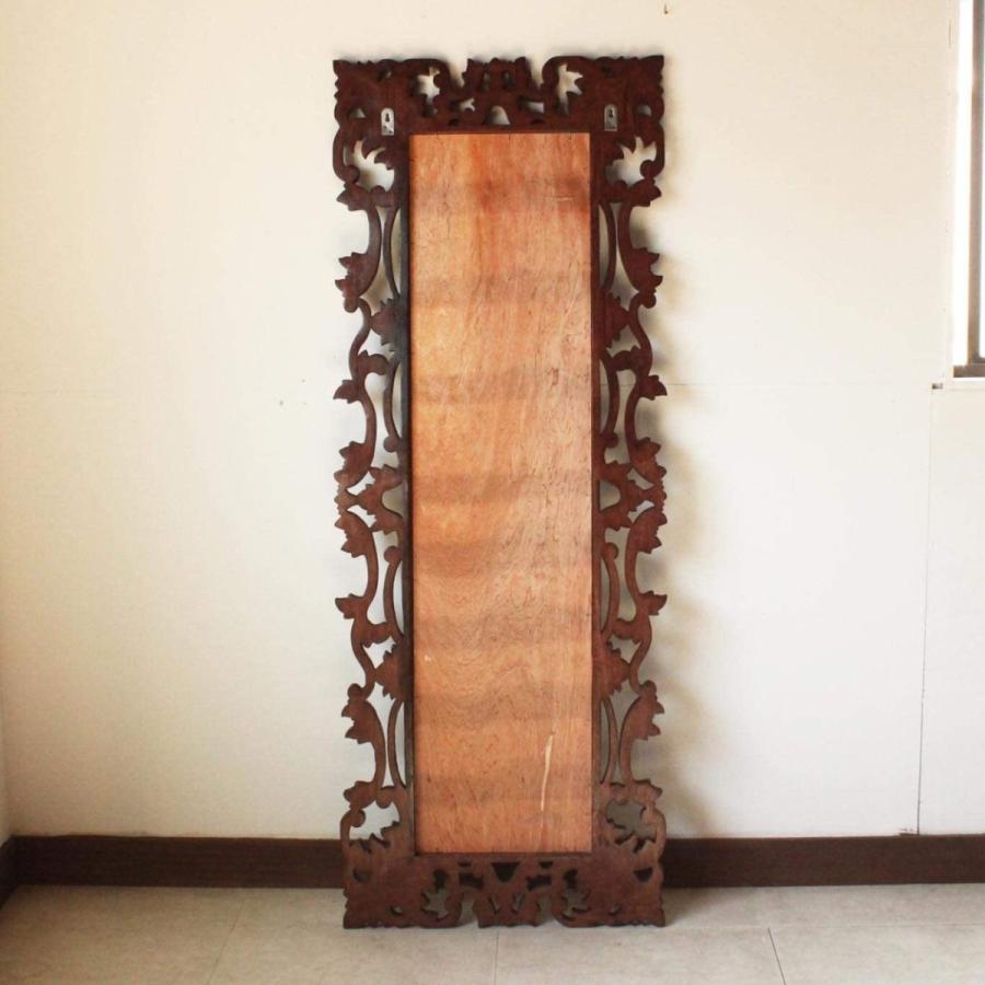 受注生産品 ミラー 60×160cm 姿見鏡 木彫りフレーム 手彫り 彫刻