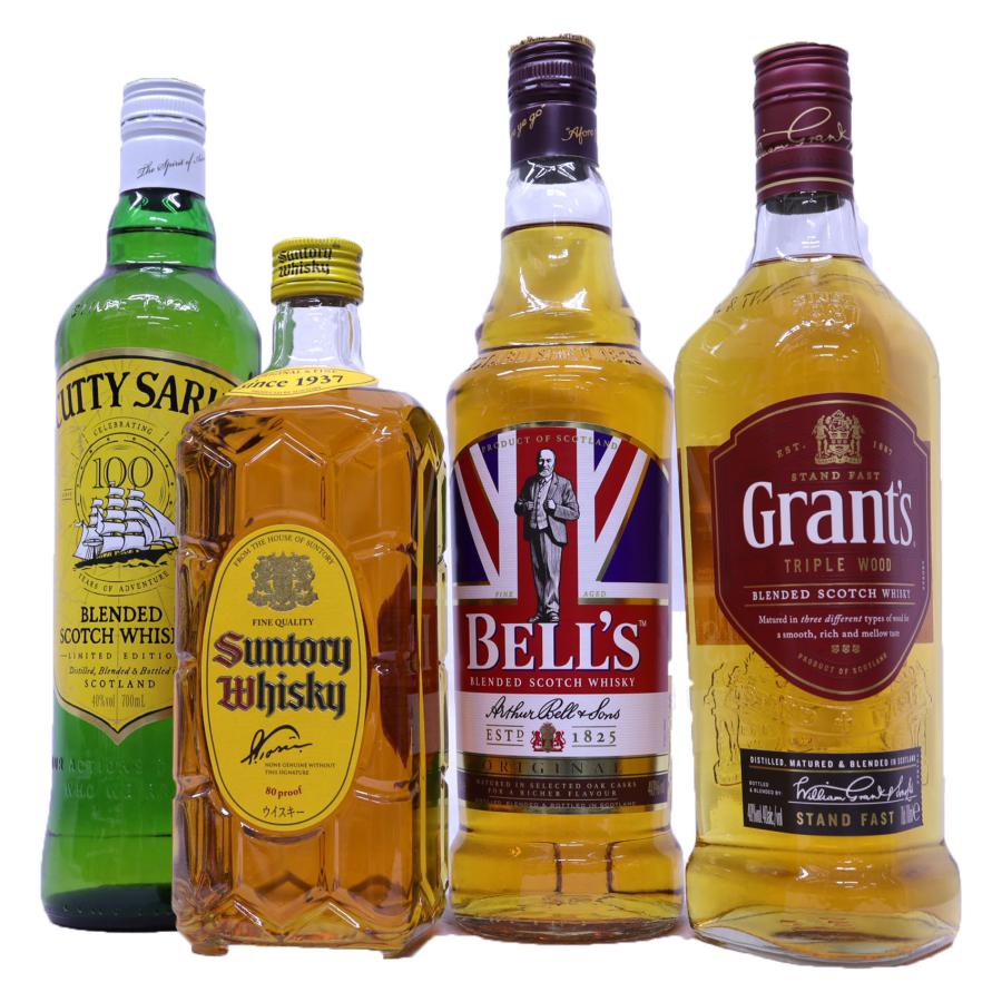 ハイボールが旨いウイスキー4本セット 角瓶、カティーサーク、グランツ