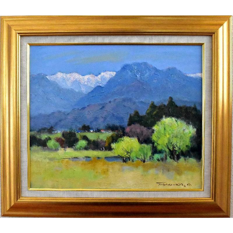 原画「夏の夕方の曇り空の下の公園」F8・油彩画 原画「夏の夕方の