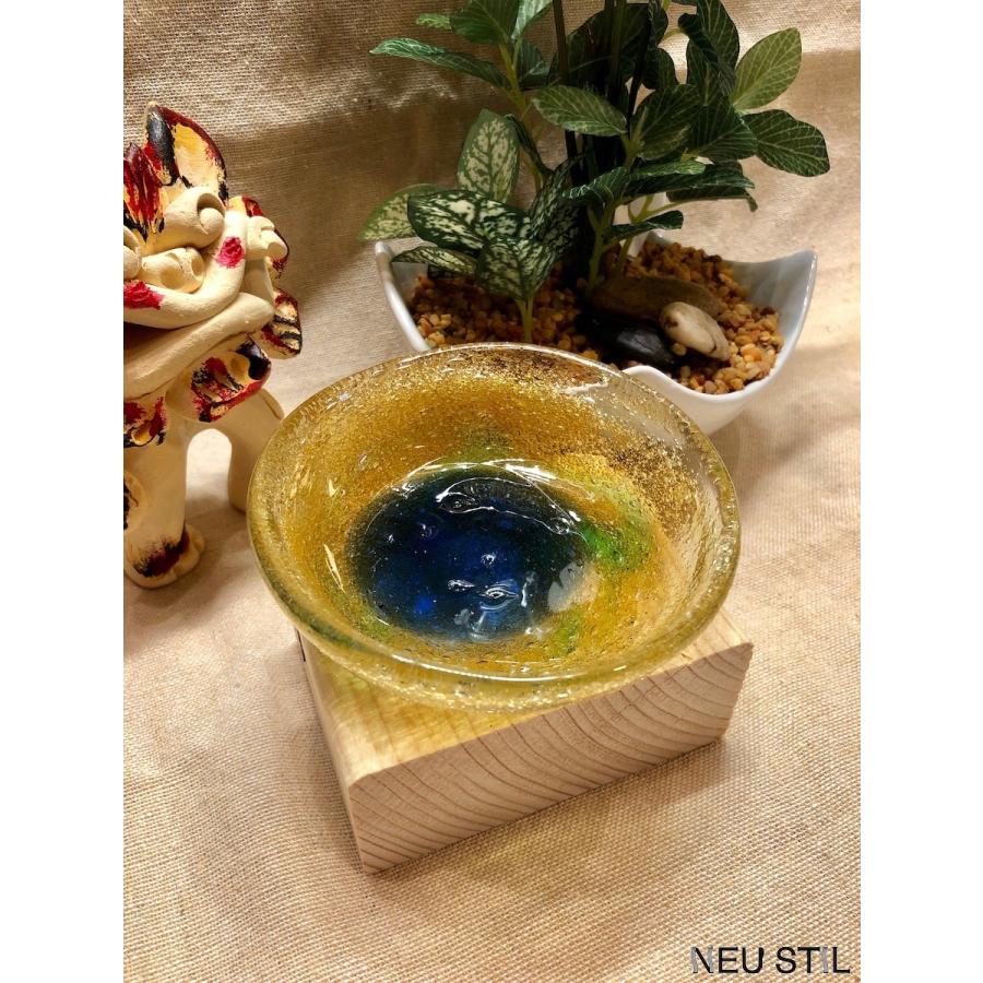 琉球ガラス 稲嶺盛吉 小皿 泡ガラス 母の日 父の日 お祝い (B) : NEU