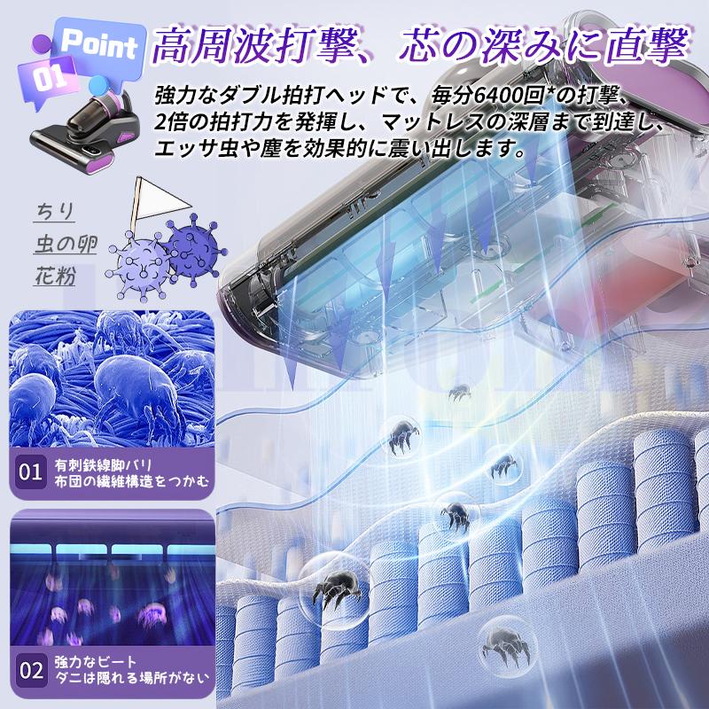 ダニ対策 分離式 布団クリーナー 布団掃除機 コードレス ダニ除去 埃