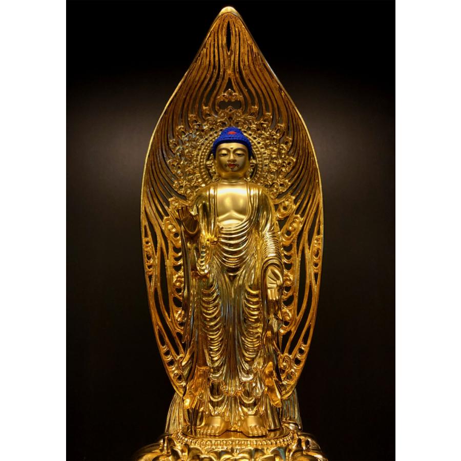 特別仕立 阿弥陀如来 3寸 金箔 来迎雲 舟型水煙光背 G-10 : 十八羅かん