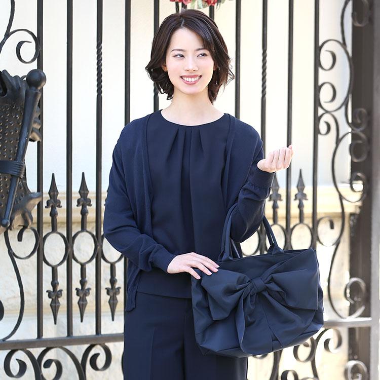 nina's（ニナーズ） カーディガン レディース 濃紺 長袖 Vネック お