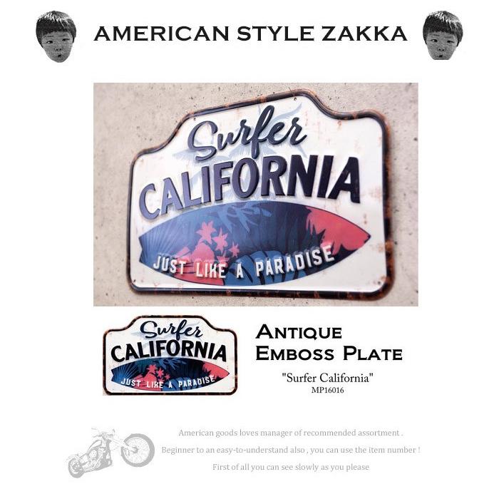 ブリキ看板 西海岸 Surfer California おしゃれ カリフォルニア ヤシの