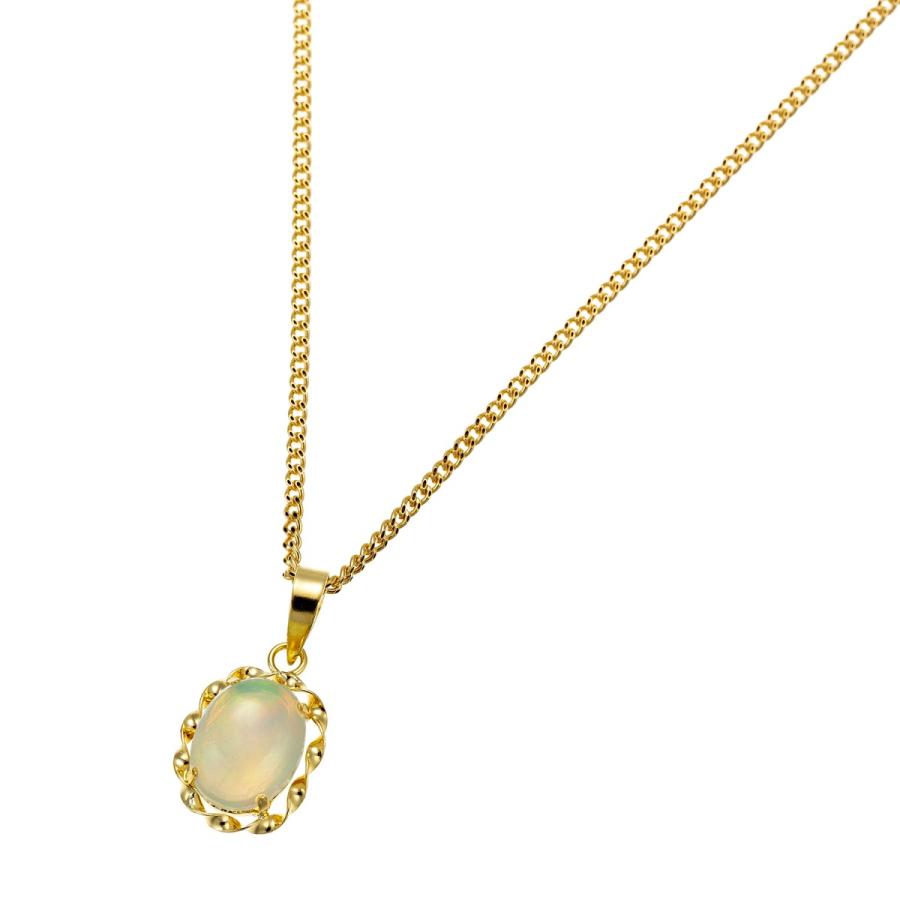 18金 ネックレス ペンダント トップ レディース オパール 天然石 K18