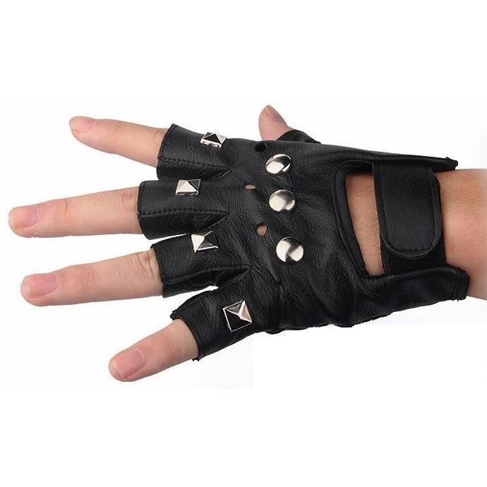 送料無料 ピラミッド スタッズ 合皮 手袋 / 指なし ハーフフィンガー