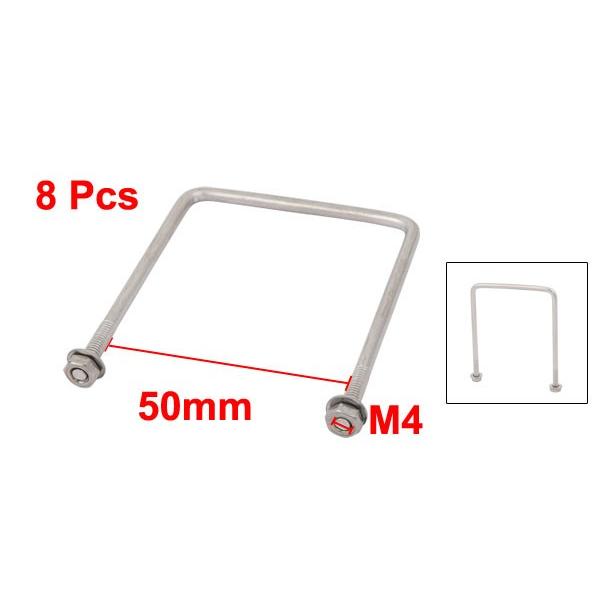 uxcell スクエアUボルト U字金具 六角ナット ワッシャー M4 内幅50mm