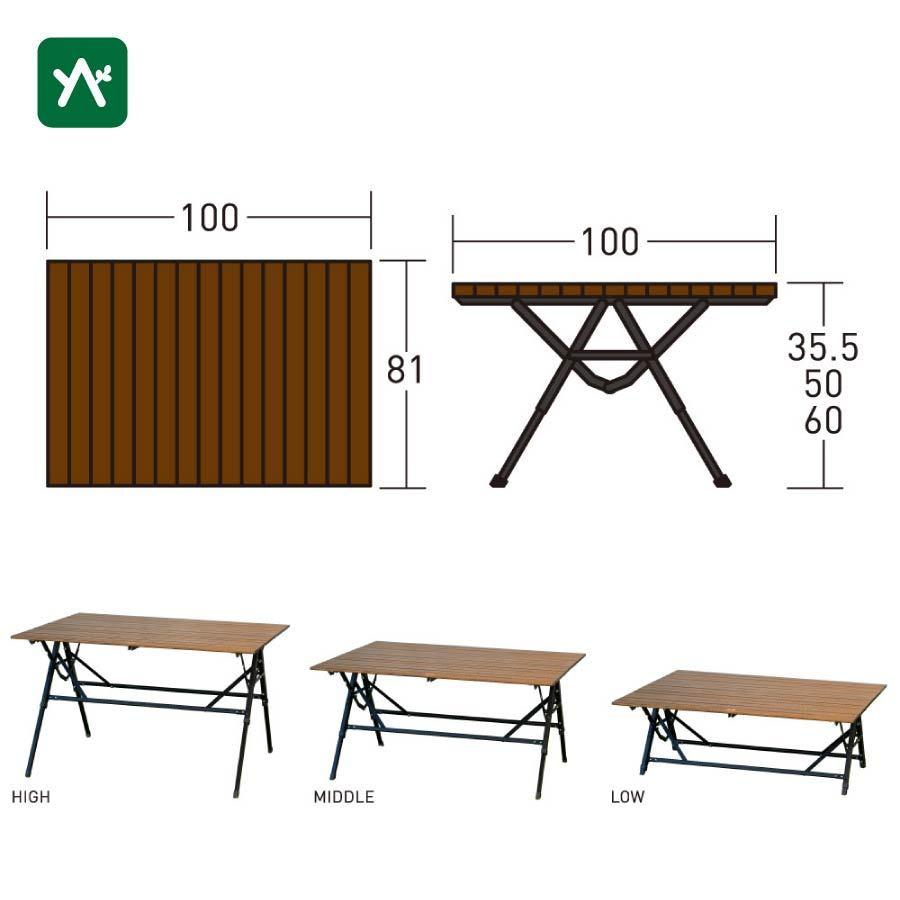 ogawa オガワ 3ハイ＆ローテーブル ロング 1985 折り畳みテーブル