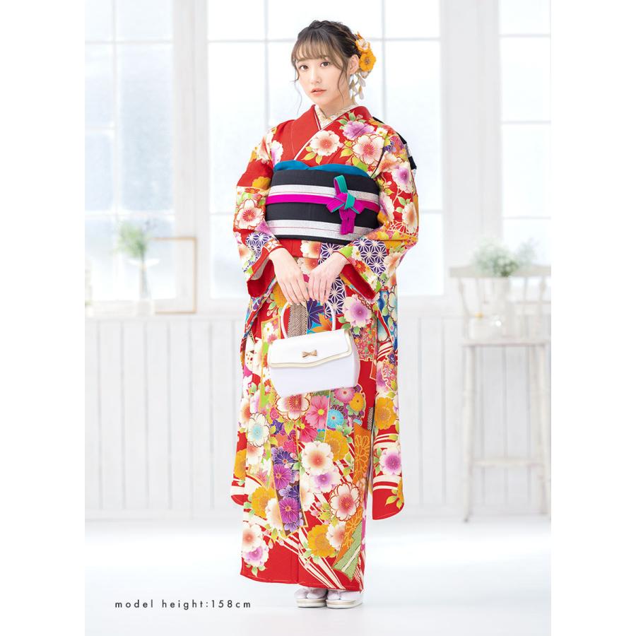 振袖 帯締め 半襟 セット 成人式 販売 日本製 7点セット 絵羽柄 赤系