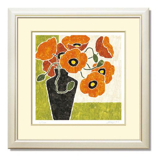 絵画 花の絵 インテリア 壁掛け 版画 玄関 おしゃれ/絵画 黒の花瓶と