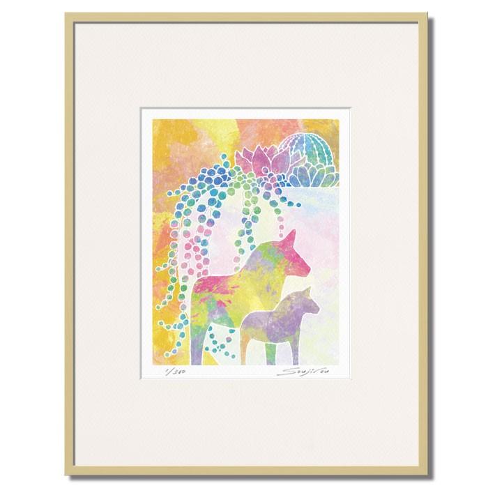 絵画 馬 静物画 壁掛け インテリア 版画 アート 玄関 おしゃれ 額入り