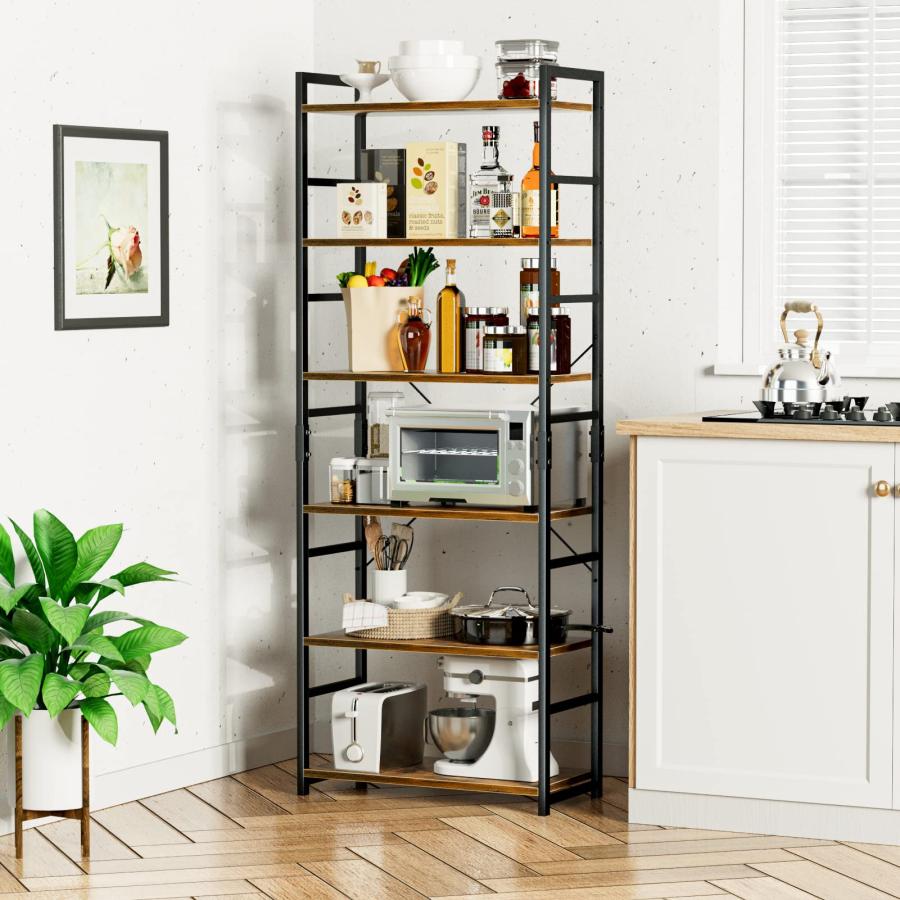 APPOLYN オープンシェルフラック、6段本棚 フリーラック棚、多機能収納