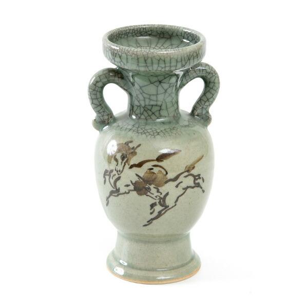 大堀相馬焼 松永窯 耳付き花瓶(小) 陶器 焼き物 ギフト プレゼントに