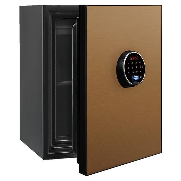 開梱設置込 指紋認証+テンキー式 耐火金庫 シャンパンゴールド BY500