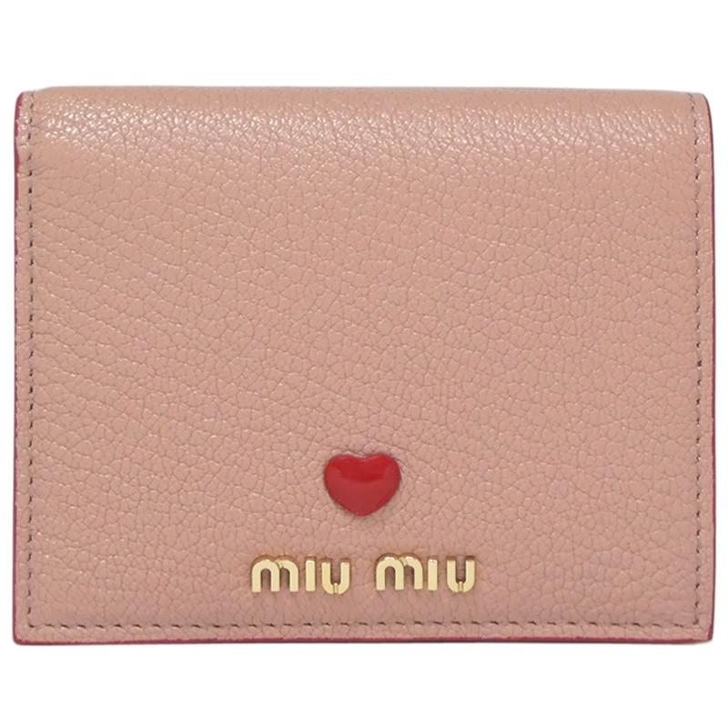 miu miu（ミュウミュウ） 二つ折 財布 マドラス レザー ハート MIU MIU