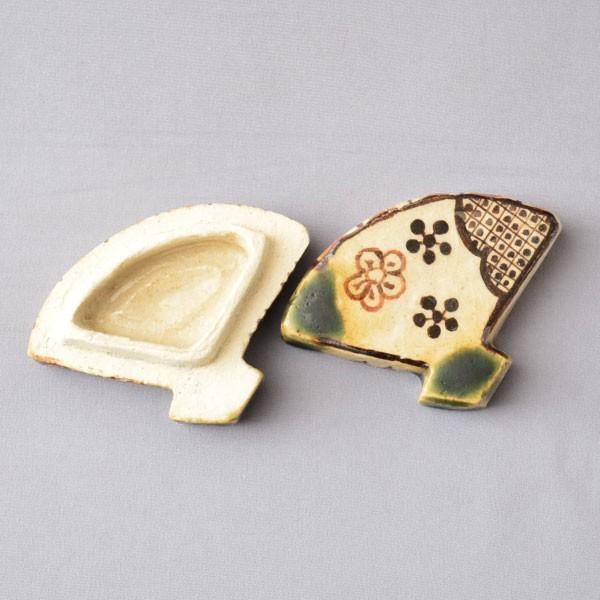 香合 茶道具 佐々木晨二 作 織部扇面香合 : 茶道具専門店 (有)菊池商店