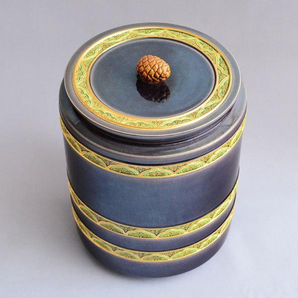 水指 茶道具 山本一如 作 紫交趾松つなぎ紋水指 : 茶道具専門店 (有