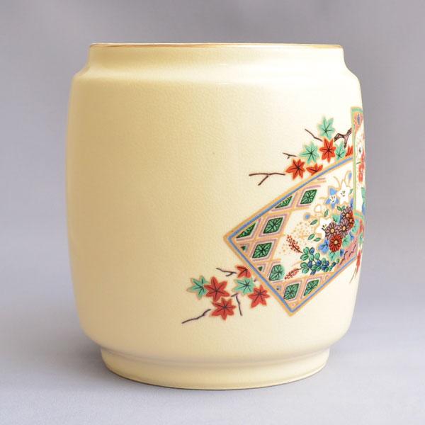 水指 茶道具 加藤昌山 作 仁清扇面草花水指 : 茶道具専門店 (有)菊池