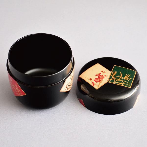 茶道具 棗 筑城筑良作 色紙蒔絵大棗 木製・本漆塗・切合口 : 茶道具