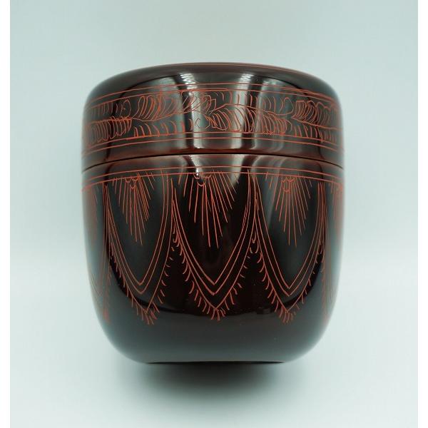 茶道具 棗 中棗 溜塗 朱蒟醤彫 関翆雲 桐箱 : 新古茶道具 さかい