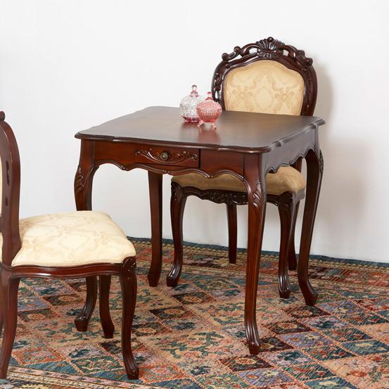 ダイニングテーブル アンティーク調 2人掛け 幅75cm ロココ 猫脚