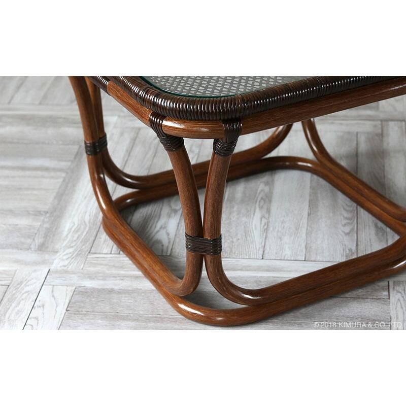 サイドテーブル テーブル ラタン 組立不要 完成品 籐 ガラス天板 家具