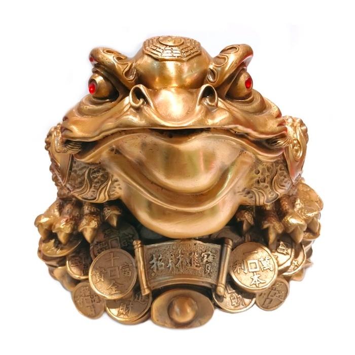 カエルの置物 銭蛙 大 Lサイズ 120421-44 金 ゴールド オブジェ 置き物