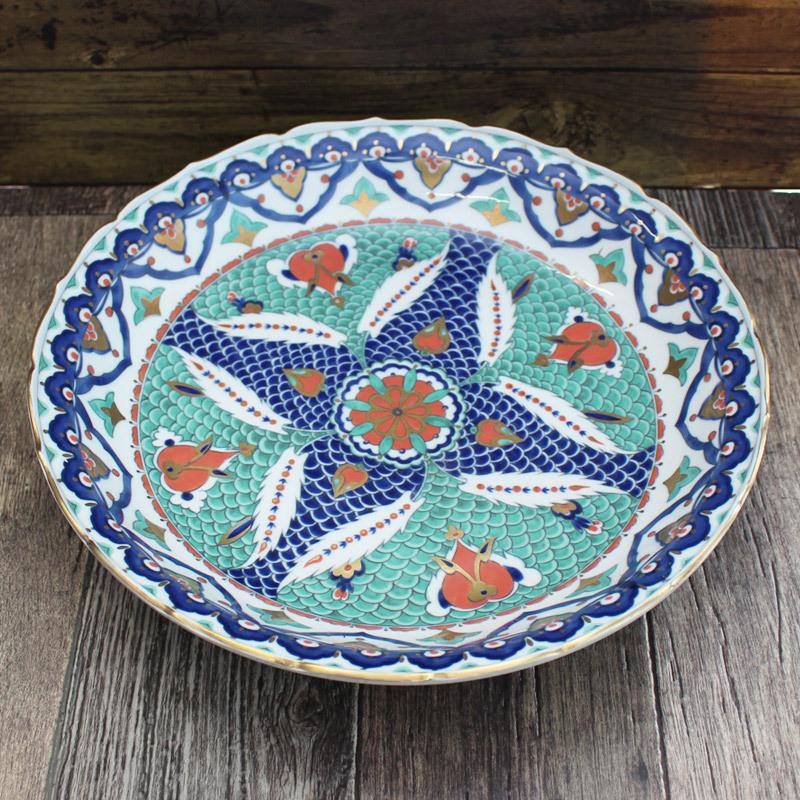 大皿 食器 トルコ IZNIK モザイク タイル 飾り皿 魚 うろこ ウロコ