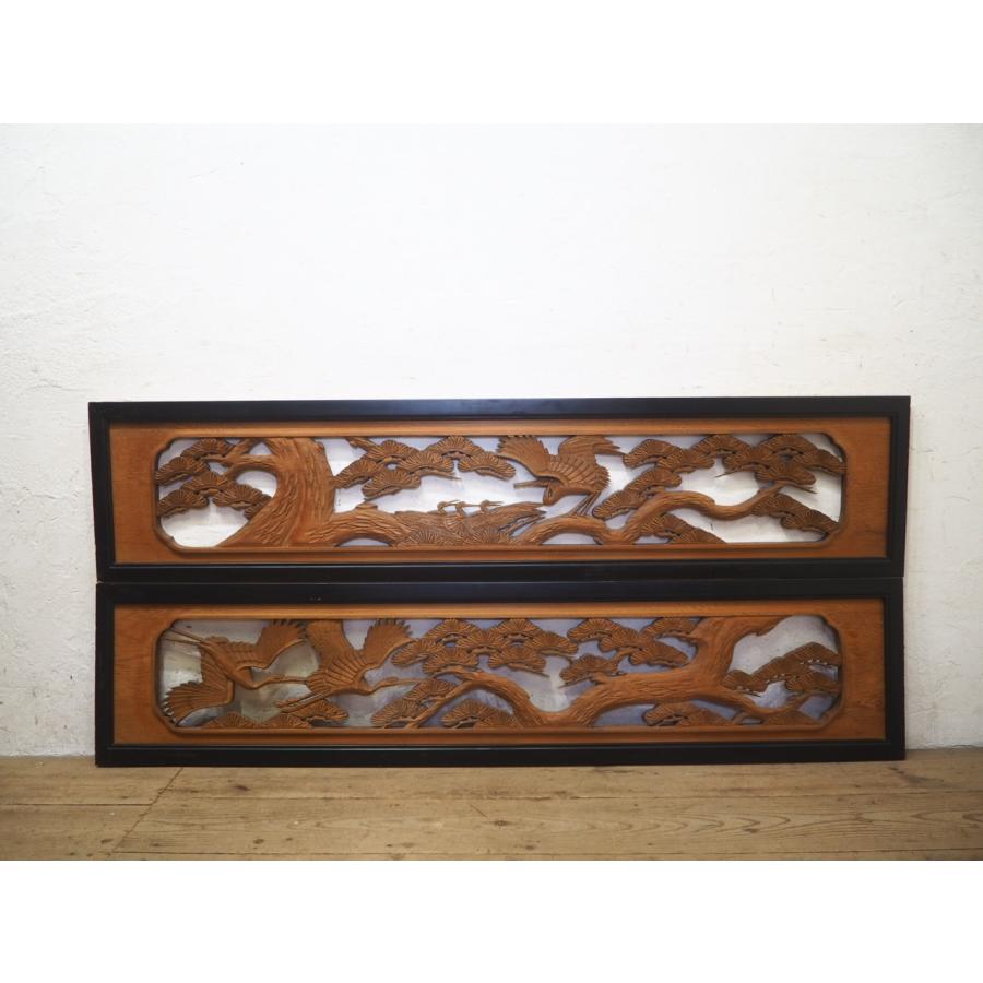 タO0316◇【H37,5cm×W168cm】×2枚◇木彫りデザインのレトロな古い木製