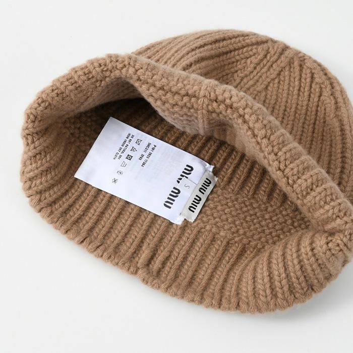 miu miu ベージュ ビーニー L miu miu（ミュウミュウ） ニット帽
