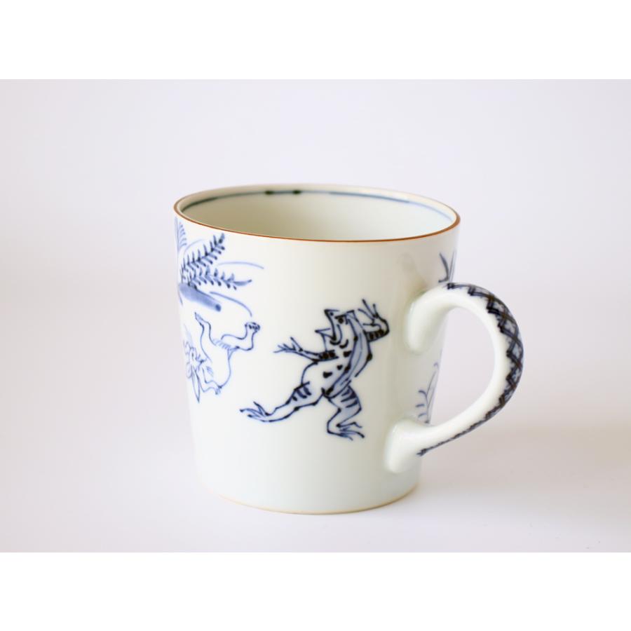 西川貞三郎商店 清水焼 マグカップ 鳥獣戯画 京焼 染付高山寺 / 赤高