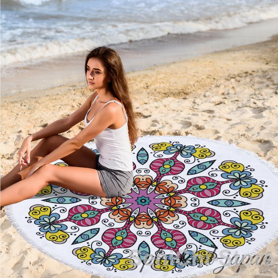 ビーチタオル 丸型 円型 大判 タオル ビーチマット バスタオル ソファ