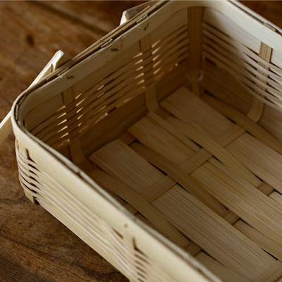 竹かご 白竹の弁当かご 1段 長方形 竹籠 弁当箱 竹カゴ 竹籠弁当箱