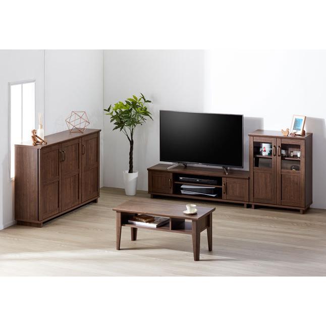 キャビネット 扉収納 木目調 ダークブラウン 木製 幅115 高さ78 薄型