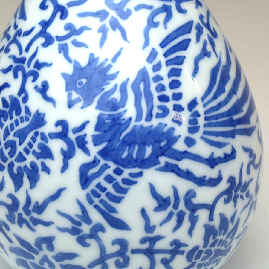 宮内庁御用達窯 十四代 辻常陸 染付 鳳凰唐草文 花瓶 宮内庁御用達窯