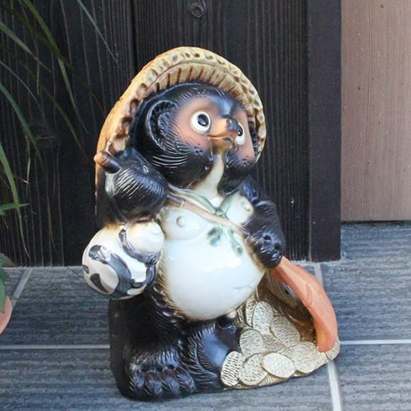 信楽焼 9号熊手狸 たぬき タヌキ 狸 開運 縁起物 可愛い 陶器 商売