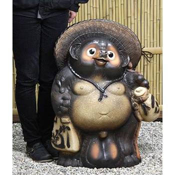 信楽焼 25号古信楽風福ひねり狸 たぬき タヌキ 開運 縁起物 可愛い