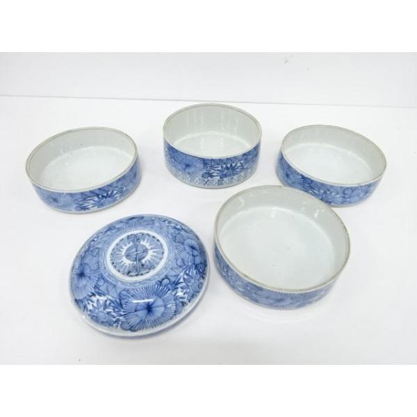 古伊万里 染付 微塵唐草の図 蓋茶碗 2客 C556AS-CWk古伊万里