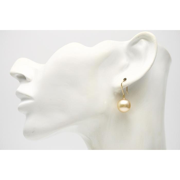 南洋白蝶真珠パールピアス 11mm ナチュラルゴールドカラー K18製