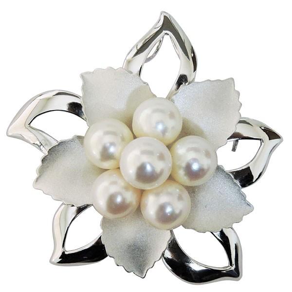 パール ブローチ パールブローチ フォーマル 花 モチーフ あこや本真珠