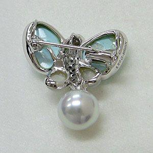 蝶々 ターコイズ トルコ石 ダイヤモンド アコヤ真珠 パール 白蝶貝