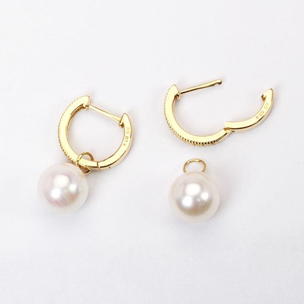 ピアス パール 真珠 アコヤ 本真珠 ダイヤモンド ダイヤ フープピアス