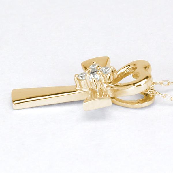 ハート クロス ネックレス ダイヤ ダイヤモンド 十字架 オープンハート