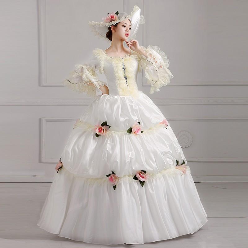 ホワイトドレス 貴族 服 オーダーメイド可小さいサイズ 大きいサイズ