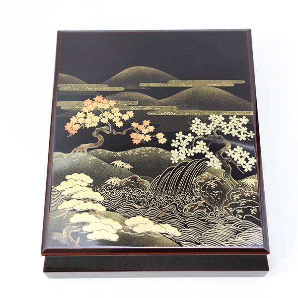 文箱 漆器 文庫 山水 蒔絵 木製 越前漆器 漆塗り 日本製 手文庫 高級
