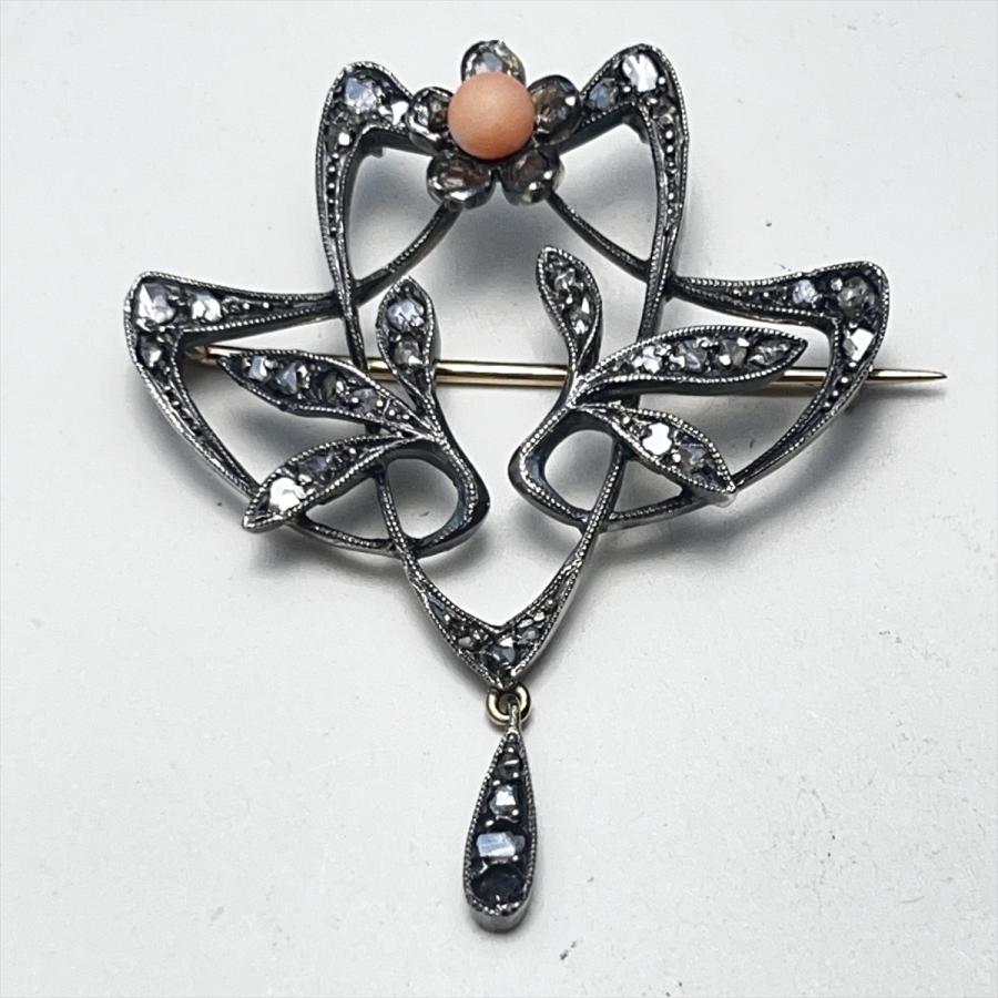 ヴィクトリアン フレンチ アンティーク スワンシルバー クローバー