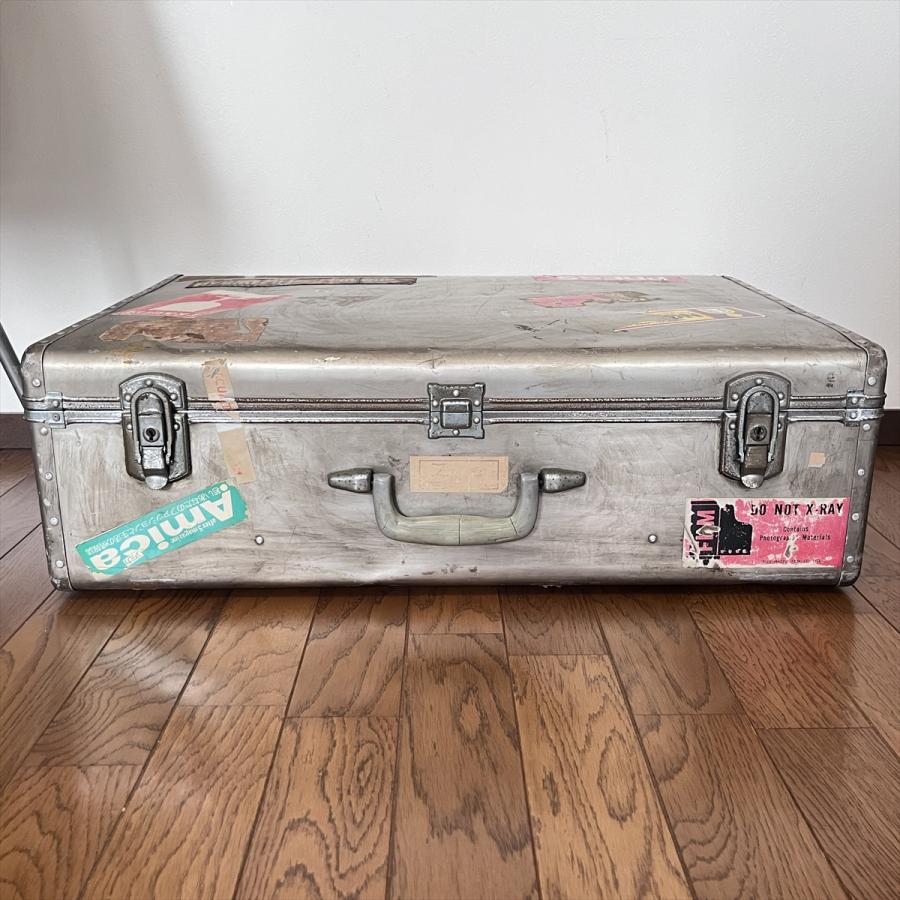 ヴィンテージ 昭和レトロ アルミトランク スーツケース カギ無 : SK