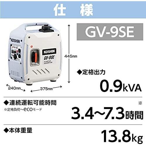 工進 発電機 インバーター 正弦波 0.9kVA GV-9SE 静音 低騒音 小型